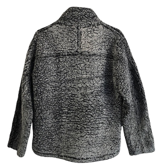 Elodie Faux Shearling 1/4 Zip Pullover Black Gray Medium - Picture 6 of 10